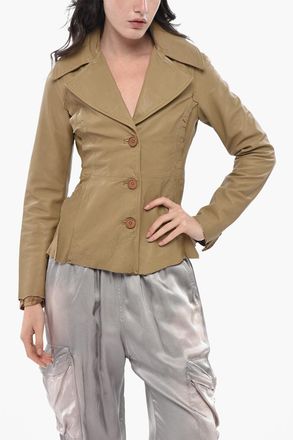 Diesel Lightweight Leather Jacket L-ATOYA with Tone-on-Tone Buttons Diesel