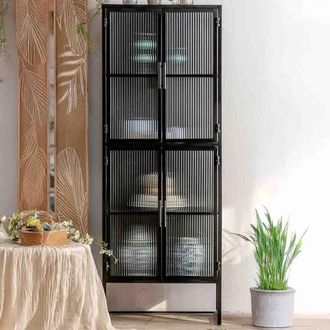 Wanderlust Deco Vitrina de metal con 4 puertas 80 x 39 x 161h cm