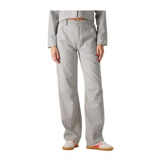 Colourful rebel Broeken, Dames, Blauw, 2Xl, Gestreepte Worker Broek voor Vrouwen