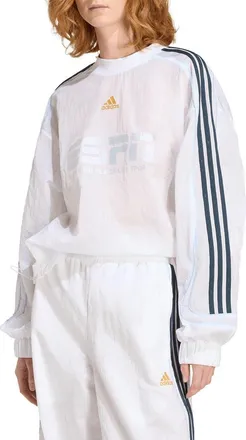 adidas Originals Teamgeist 2.0 Woven Crewneck Sweatshirt in White at Nordstrom, Size X-Large