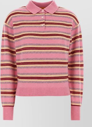 Guest In Residence striped ribbed cashmere polo sweater