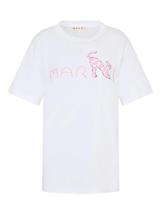 Marni flock-printed logo T-shirt - White