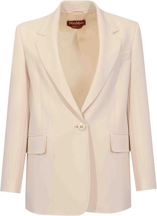 Max Mara Mstbosco Single-Breasted Blazer In Beige Cady