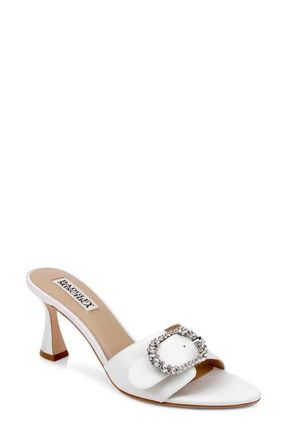 Badgley Mischka Odetta Sandal in White Crepe at Nordstrom, Size 9.5