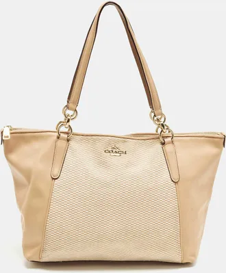 Coach Ava Beige Canvas And Leather Tote