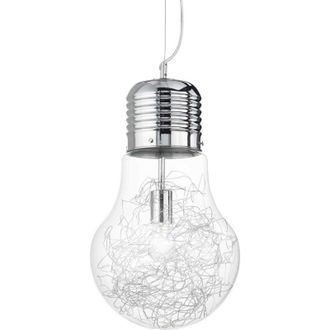 Ideal Lux Luce Max - Lámpara colgante de techo grande con forma de bombilla 1 luz Cromado, E27 - Ideal Lux