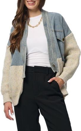 Saachi Mixed Media Open Front Cardigan Jakcet in Denim at Nordstrom Rack