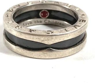 Bulgari Silver Black Silver 925 Band Ring (Pre-Owned)