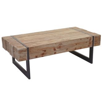 Hhg Hhg - Mesa De Centro 898a, Mesa De Sal&oacute;n, Madera De Abeto Maciza R&uacute;stica Certificada Mvg 40x120x60cm, Color Natural