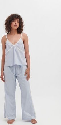 Desmond & Dempsey Cami Top & Lounge Wide Leg Trouser Set in Plain Poplin Blue at Nordstrom, Size X-Large Uk