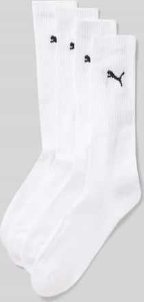 Puma Socken mit Label-Print im 4er-Pack in Weiss, Größe 39-42