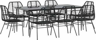 vidaXL Juego De Comedor Jard&iacute;n 9 Piezas Rat&aacute;n Polivin&iacute;lico Negro Vidaxl