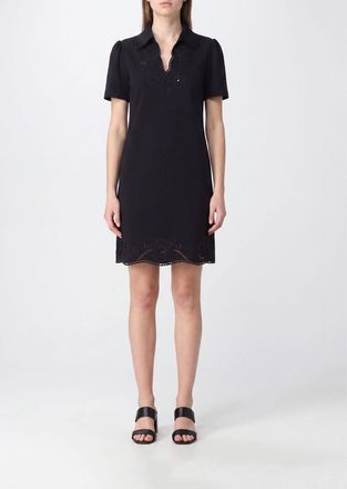 Twinset Abito chemisier mini in viscosa con inserti in pizzo ricamato
