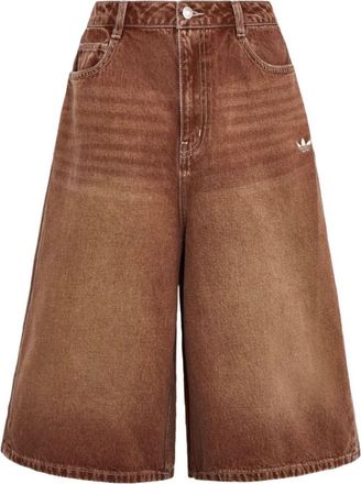 adidas (WMNS) adidas Denim Shorts Asia Sizing Brown KW2002