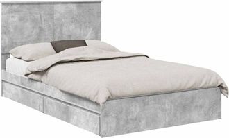 vidaXL Bed Frame Manual Concrete Grey 135 x 190 cm Engineered Wood vidaXL