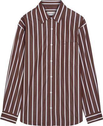 Matteau Striped Cotton-poplin Shirt - Brown - 3 (UK 10 / M)