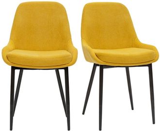 Miliboo Miliboo - Set De 2 Sillas De Tejido Efecto Aterciopelado Amarillo Mostaza Holo