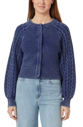 Habitual Washed Cotton Blend Cable Cardigan in Indigo Blue at Nordstrom, Size X-Small
