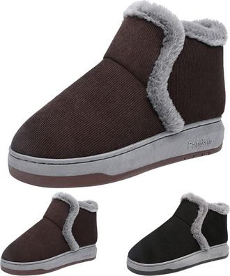 Generic UK 5.5 Womens Warm Plush Short Boots Thick Insulated Slip on Ankle Boots Ladies Casual Comfortable Fur Lined Shoes Outdoor Waterproof Slip Resistant W