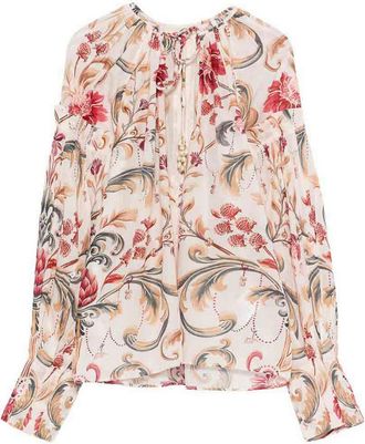 Farm Rio Floral Print Blouse In Multicolour Cotton