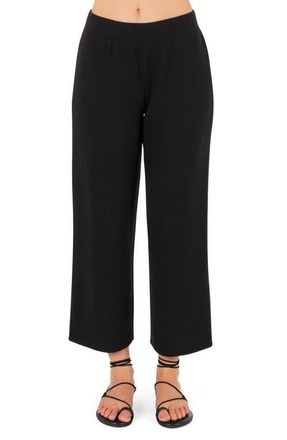 Hurley Positano Rib Ankle Wide Leg Pants in Black at Nordstrom, Size X-Large