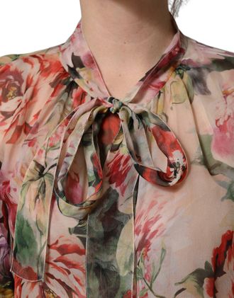 Dolce & Gabbana Ruffled Floral Silk Chiffon Blouse - Multicolor