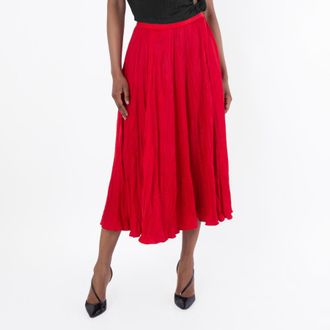 Polo Ralph Lauren Crinkled A-Line Midi Skirt, Size Small