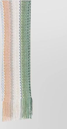 Missoni chevron viscose blend scarf fringed ends