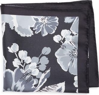 Robert Graham Floral Silk Pocket Square in Black/Silver at Nordstrom Rack