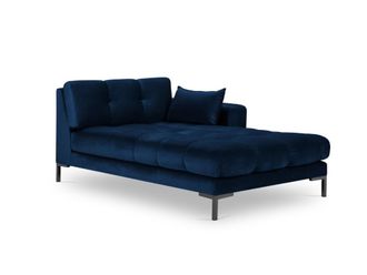 MICADONI Chaise longue de angulo derecho de terciopelo azul regio