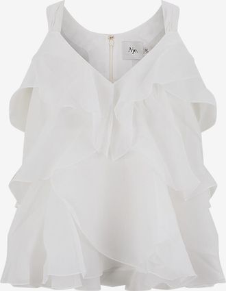 Aje Mousseline-Top mit V-Ausschnitt Erin