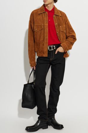 Versace Suede Jacket, Mens, Brown