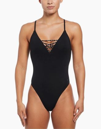 Nike Womens Cross Back One Piece Swimsuit - Black - Size: 12 m