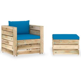 vidaXL Muebles De Jard&iacute;n 2 Piezas Con Cojines Madera Impregnada Verde Vidaxl