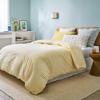 La Redoute Interieurs Dekbedovertrek in katoen, geweven-geverfde strepen, SOIZIC JAUNE