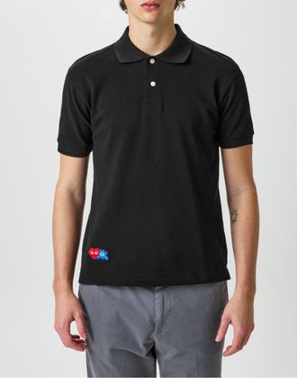 Comme Des Gar&ccedil;ons Mens Heart Invader Logo Polo Shirt Black Clothing > & T-Shirts