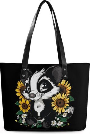 Generic Skunk Sunflowers Tote Bags for Women Cute Shoulder Purses Handbags