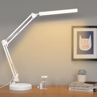 OEM L&aacute;mpara De Escritorio Led Con Pinza Y Base, 3 Modos De Iluminaci&oacute;n, 10 Niveles De Brillo, Usb 5v/2a, Protecci&oacute;n Ocular, Blanca - Ulisem
