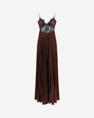 Self Portrait Satin long Dress with lace inserts Female 10