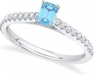 Allurez Emerald-Cut Blue Topaz Engagement Ring 14K White Gold (0.89ct)
