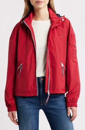 Tommy Hilfiger Hooded Windbreaker Jacket in Crimson at Nordstrom, Size X-Small