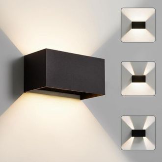 OEM Aplique De Pared Led Para Exteriores Crezuo Con Sensor, Luz Blanca C&aacute;lida, Negro, 24 W, Ip65