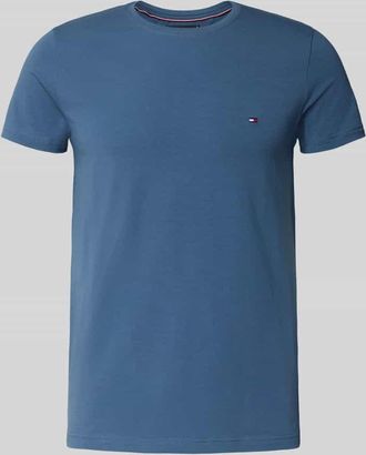 Tommy Hilfiger Slim Fit T-Shirt aus Baumwoll-Elasthan-Mix in Jeansblau, Größe XXXL