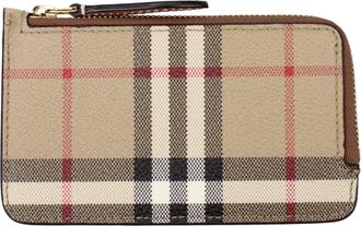 Burberry Donnas Portafoglio In Tessuto Beige/Marrone