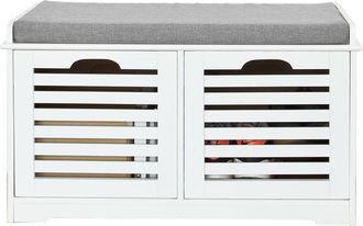 SoBuy Sobuy - Banco De Almacenamiento Con Cojines Y 2 Cubos De Entrada Del Gabinete Dresser Zapato C&oacute;modo Banco Fsr23-k-w Es