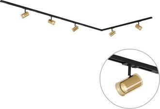 QAZQA Qazqa Sistema De Iluminaci&oacute;n De Riel Moderno Negro Con 5 Focos