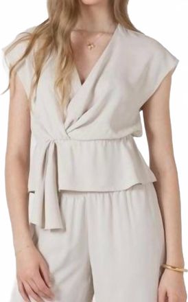 Dex Clothing Drapey Wrap Top In Pearl