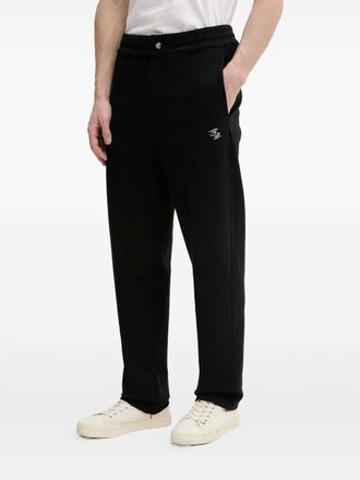 Filling Pieces embroidered-logo trousers - men - Cotton/Elastane/Polyester - M - Black