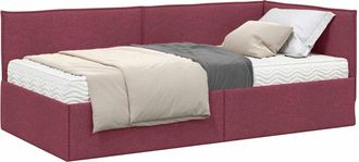 vidaXL Estructura De Cama Esquina Con Colch&oacute;n 2 Uds. Rojo Vino Vidaxl