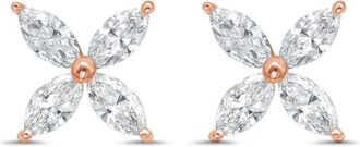 Diana M. Jewels 14kt Rose Gold 1.00 cts Lab Grown Marquise Diamond Flower Stud Earrings